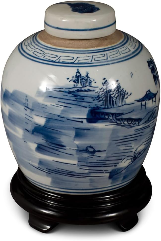 China Furniture and Arts Blue and White Porcelain Scenery Chinese Jar-VerdiqueGarden