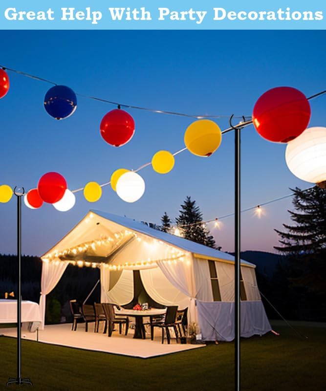 String Light Pole Stand for Outdoor String Lights Hanging, Use for Backyard, Garden, Patio, Party, Festival, Wedding, Picnic, 10FT, Matte, 3 Poles-VerdiqueGarden