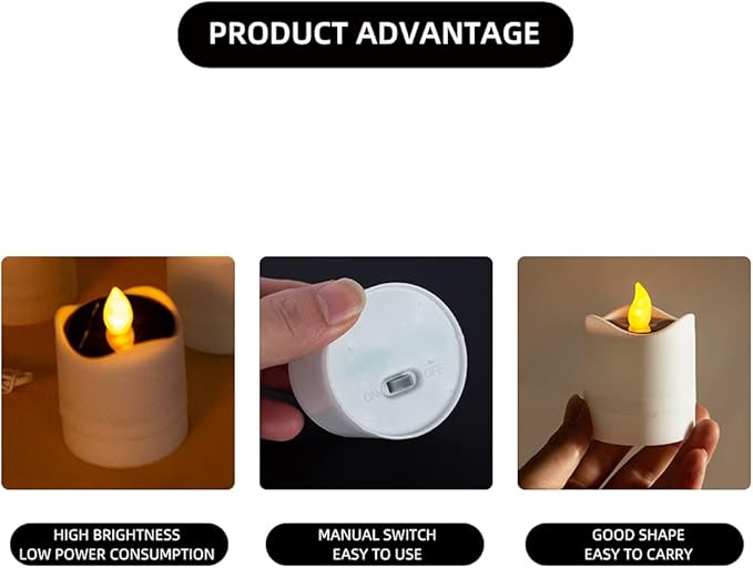 Solar Candle Lights,Flameless Candle Lights,Solar Rechargeable Tea Wax lamp,6 flameless Candle Light, Suitable for Wedding, Valentine's Day, Halloween, Christmas (Solar Candle Light)-VerdiqueGarden