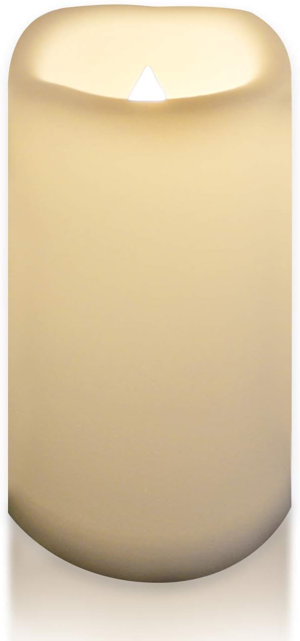 CANDLE CHOICE Outdoor Waterproof Battery Operated Flameless Candle Remote Timer Large Tall White Plastic Bright Flickering Electric LED Pillar for Lantern Patio Wedding Party Decorations 4”(D) x8”(H)-VerdiqueGarden