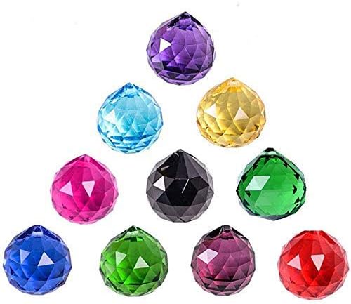 MerryNine 40mm Mixed Colorful Crystal Ball Prism with Drilled Hole Sun Shine Catcher Rainbow Pendants Maker, Hanging Crystals Prisms for Windows, for Feng Shui, for Gift(PrismBall-40mm Colorful)-VerdiqueGarden