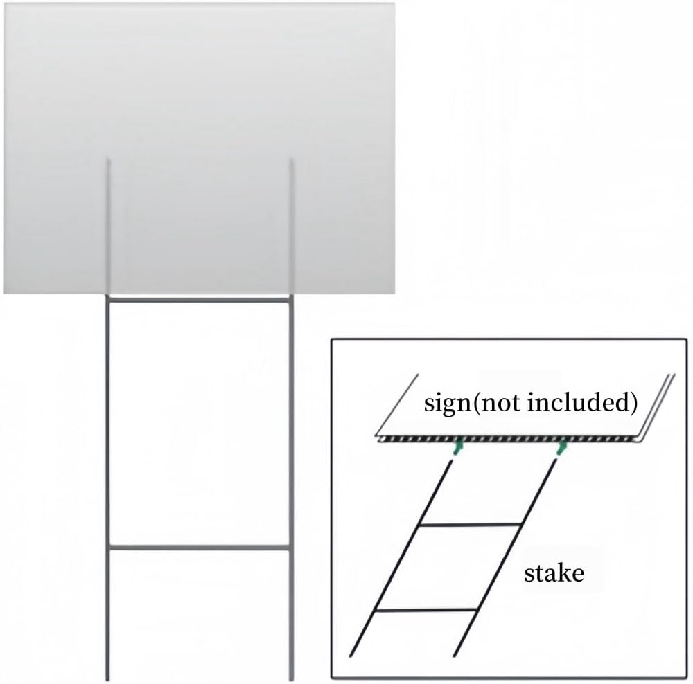 25 Pack Heavy Duty Metal H-Stakes H Frame Wire Stakes, 17'' x 7'' Yard Sign Stake for 4mm Corrugated Signs-VerdiqueGarden