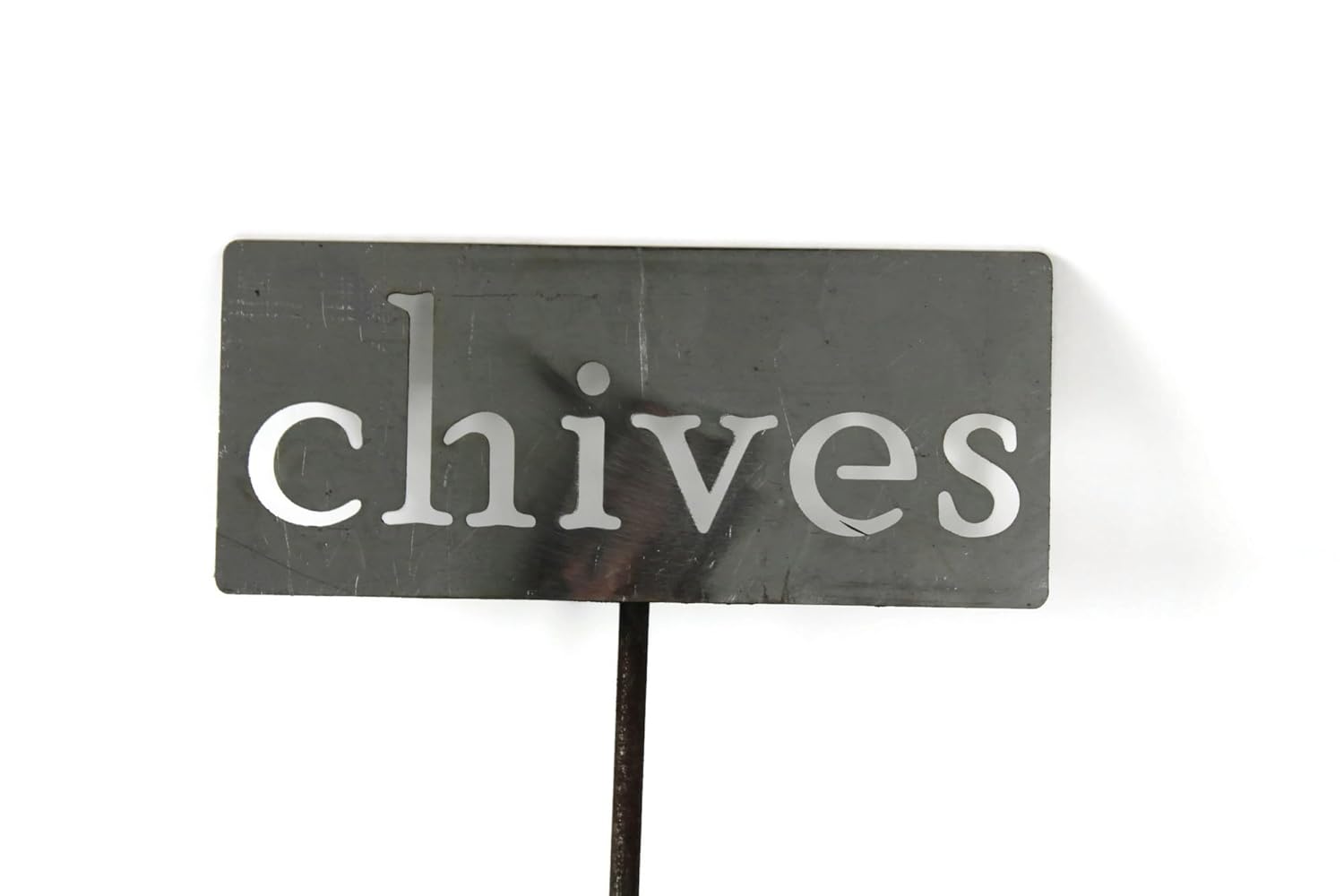 Classic Metal Garden Markers 19 Inches Tall (chives, Raw, Unfinished Steel (will rust with time))-VerdiqueGarden