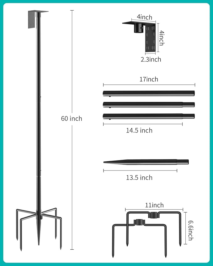 Bird Feeder Pole – 60 Inch Height Bird House Pole with 1-Inch Dia Heavy Duty for Birdfeeders, Feeding Stand with Mount Kit for Outdoor, Slip-Fit Connection-VerdiqueGarden