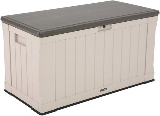 LIFETIME 60186 Heavy-Duty Outdoor Storage Deck Box, 116 Gallon, Desert Sand/Brown-VerdiqueGarden