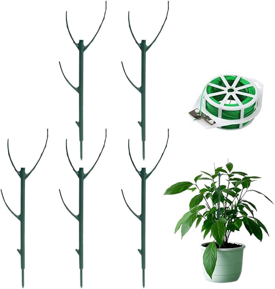 5 Pack Stackable Monstera Plant Support Stakes, Garden Plant Stakes for Indoor and Outdoor Plants, Moss Poles Holder Stick Monstera Plant Stem Supports Structures for Climbing Potted Plants (5 Pack)-VerdiqueGarden