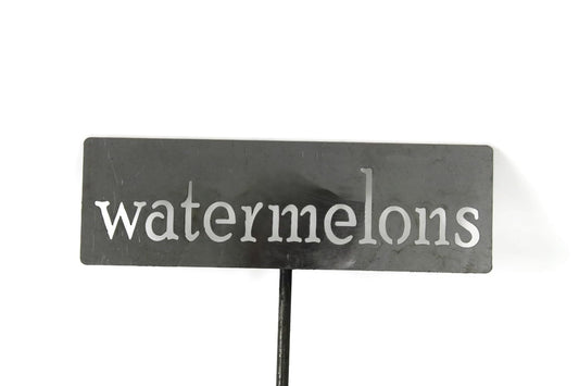 Classic Metal Garden Markers 19 Inches Tall (watermelons, Raw, Unfinished Steel (will rust with time))-VerdiqueGarden