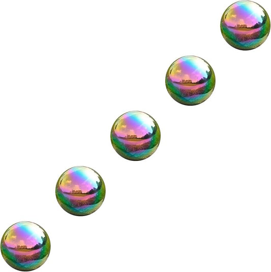 Nerien Gazing Ball, 2 Inch Stainless Steel Garden Mirror Globe, Polished Ornament Sphere, Hollow Floating Reflective Hemisphere, for Home Outdoor Pond Housewarming Swimming Decoration, Rainbow, 5pcs-VerdiqueGarden