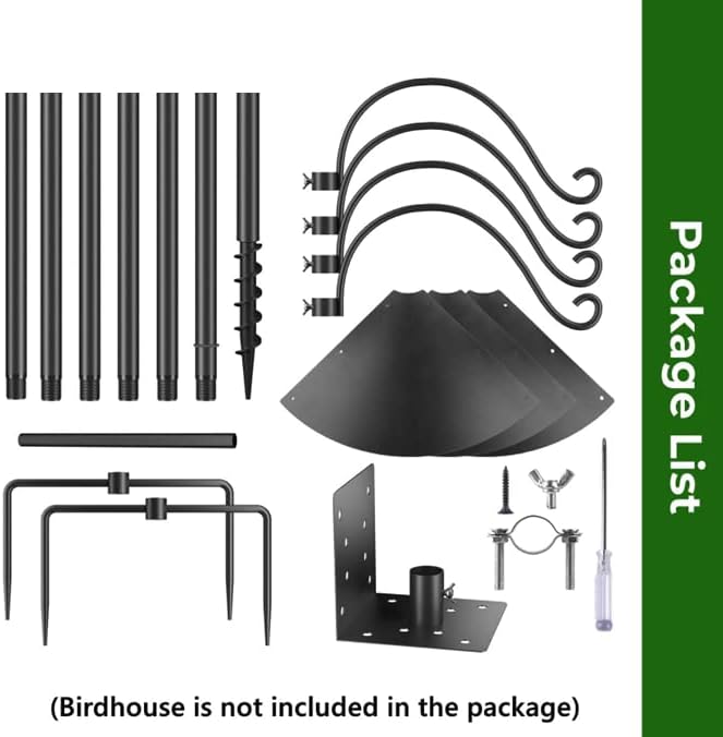 Bird Feeders Pole, House Pole 92 Inch, Adjustable Heavy Duty Feeder Stand Feeding Station with Sturdy Anchor Squirrel Proof Baffle for Watching (Bird Not Included)-VerdiqueGarden