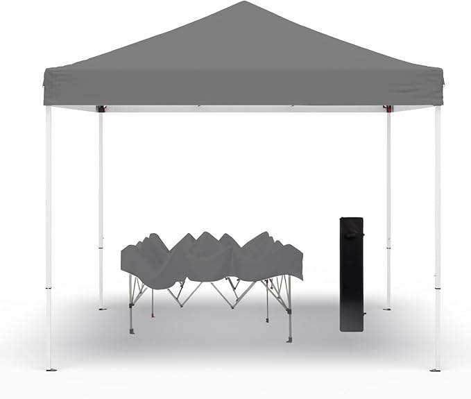 10x10ft Pop Up Canopy Tent,Heavy Duty Waterproof Folding Tent for Camping Parties Events Parties,Outdoor Canopy,Portable Sun Shelter,3 Adjustable Height(Grey)-VerdiqueGarden