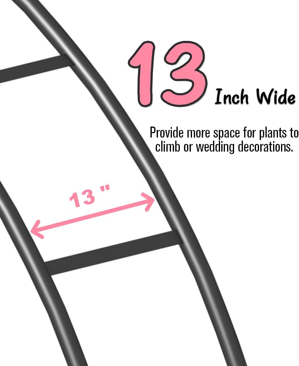 Queension Metal Arch Backdrop Stand 7Ft Wide 7.7Ft High, Wedding Arch Frame for Wedding Decorations, Balloon Arch Stand with Base for Ceremony, Outdoor Garden Arch Trellis for Climbing Plants, Black-VerdiqueGarden