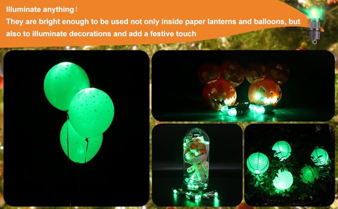 SumDirect Pack of 12 LED Mini Non-Blinking Lights for Paper Lanterns Balloons Floral Wedding Halloween Christmas Party Decoration Centerpieces (12, Green)-VerdiqueGarden