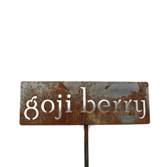 Classic Metal Garden Markers 19 Inches Tall (goji berry, Naturally Rusted)-VerdiqueGarden