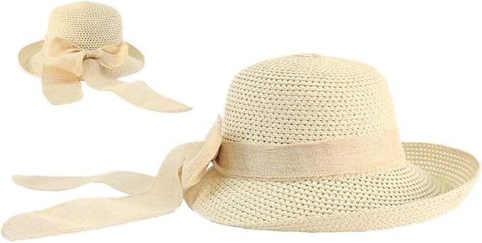 Cyiecw Women Floppy Sun Hats Fashionable Summer Wide Brim Cap BeachStraw Hat UV UPF50 Travel Packable Cotton-VerdiqueGarden