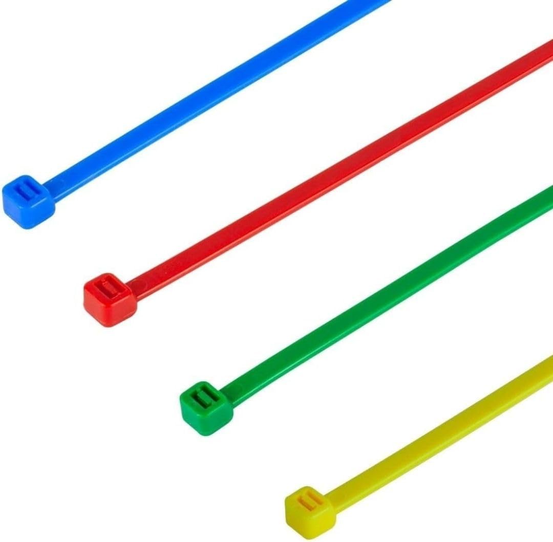 GTSE 12 Inch Mixed Colored Zip Ties, 200 Pack, 18lb Strength, UV Resistant Long Nylon Cable Ties, Self-Locking 8" Tie Wraps (Red, Blue, Green, Yellow)-VerdiqueGarden