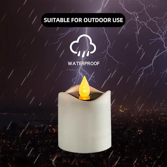 Solar Candle Lights,Flameless Candle Lights,Solar Rechargeable Tea Wax lamp,6 flameless Candle Light, Suitable for Wedding, Valentine's Day, Halloween, Christmas (Solar Candle Light)-VerdiqueGarden