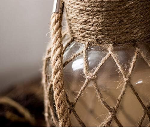 Rustic Hanging Mason Nautical Jar Rope Net Dry Flower Glass Vase with Handle Pack of 2 (2 Vase 8")-VerdiqueGarden