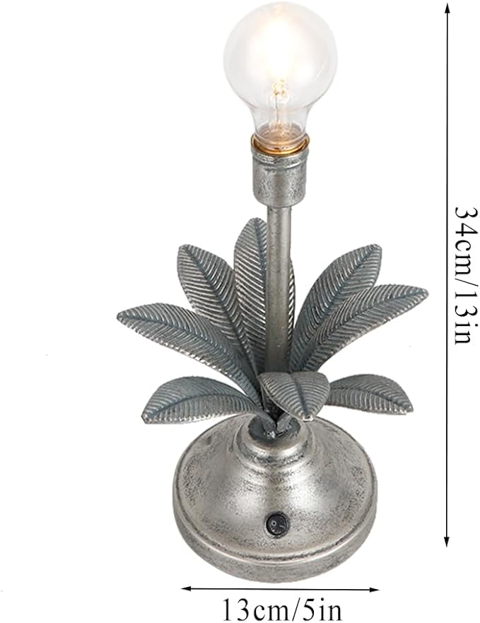 JHY DESIGN Battery Operated Lamp 13''H Vintage Decorative Cordless Lamp with LED Bulb Small Table Lamp for Bedroom Living Room Bedroom Kitchen Wedding Patio Home Decor (Antique Silver)-VerdiqueGarden
