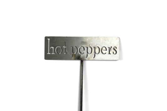 Classic Metal Garden Markers 19 Inches Tall (hot peppers, Raw, Unfinished Steel (will rust with time))-VerdiqueGarden