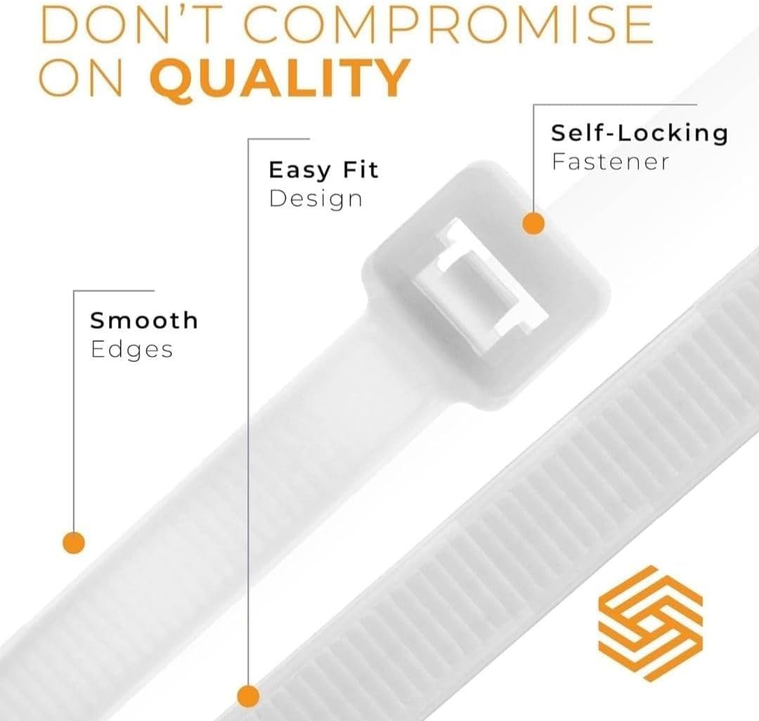 GTSE 12 Inch Mixed Colored Zip Ties, 200 Pack, 18lb Strength, UV Resistant Long Nylon Cable Ties, Self-Locking 8" Tie Wraps (Red, Blue, Green, Yellow)-VerdiqueGarden