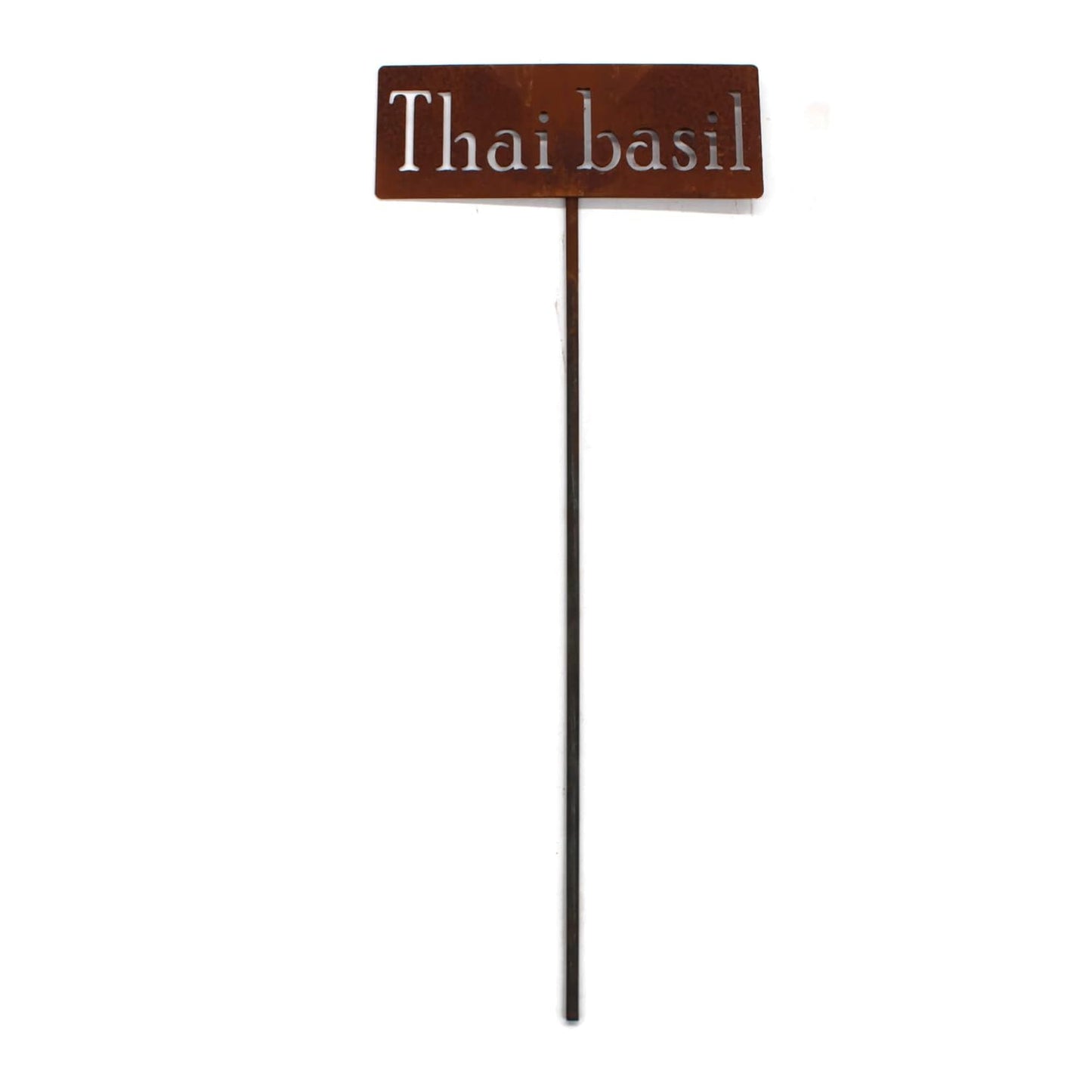 Classic Metal Garden Markers 19 Inches Tall (Thai basil, Naturally Rusted)-VerdiqueGarden