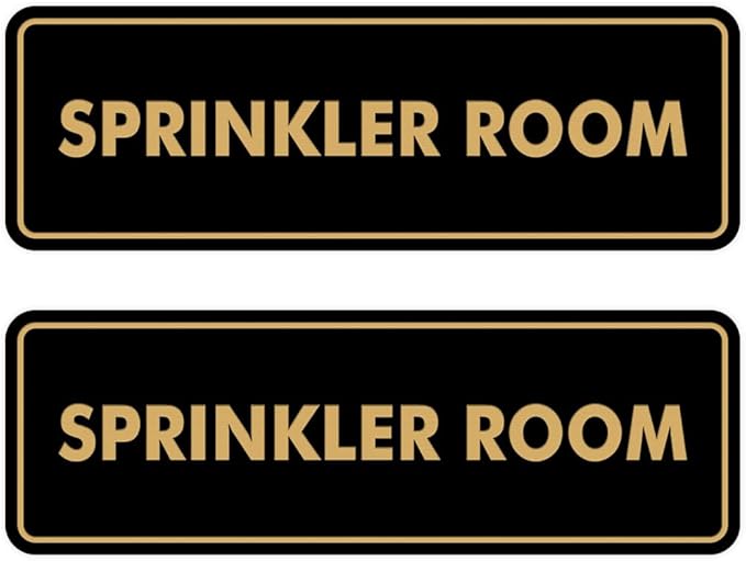 Signs ByLITA Standard Sprinkler Room Sign (Black/Gold) - Small 2 Pack-VerdiqueGarden