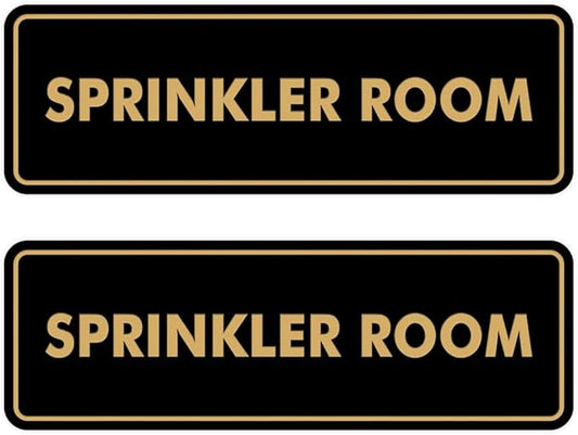 Signs ByLITA Standard Sprinkler Room Sign (Black/Gold) - Small 2 Pack-VerdiqueGarden