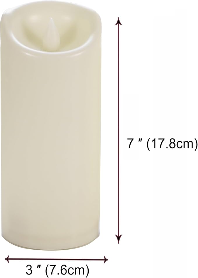 CANDLE CHOICE Waterproof Outdoor Battery Operated Flameless Candles with Timer Flickering Plastic Resin Electric LED Pillar Lights for Lantern Patio Garden Wedding Party Decorations 3x7 Inches 2 Pack-VerdiqueGarden