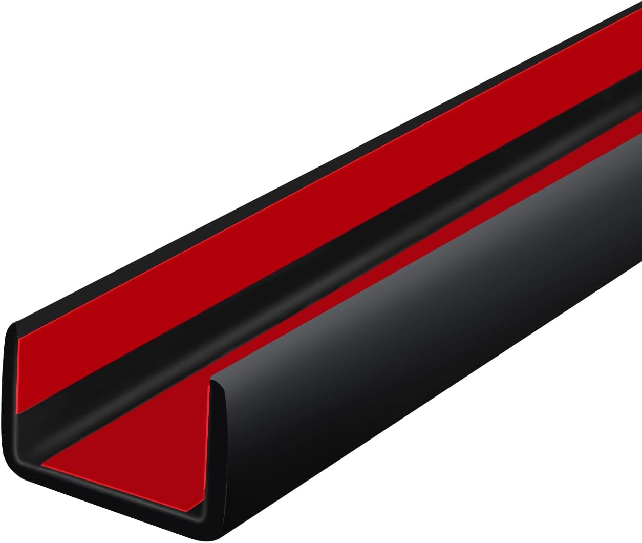 Rubber Edge Trim, Self Adhesive U Channel Edge Trim, Big Size U Shaped Trim, Edge Banding for Plywood, Woods, Shelf, Cabinet, Countertop, Fit for 1/2", Length 20Ft, Black-VerdiqueGarden