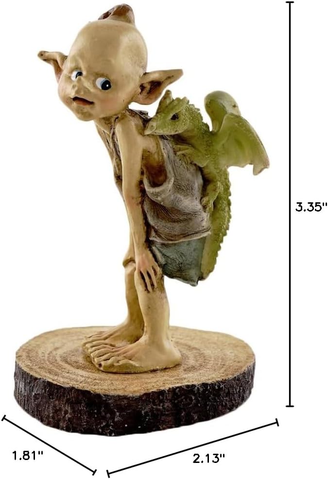 Top Collection Miniature Fairy Garden and Terrarium Statue, Garden Pixie Elf with Baby Dragon-VerdiqueGarden