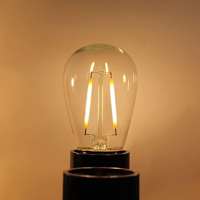 BRIMAX 2w S14 Led Edison Light Bulbs Outdoor 11w Incandescent Filament Bulb Replacement 2700K Bright Warm White Dimmable, E26 Base Durable Led Bulb for Outdoor Patio String Light,15pack-VerdiqueGarden