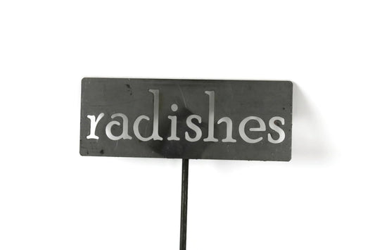 Classic Metal Garden Markers 19 Inches Tall (radishes, Raw, Unfinished Steel (will rust with time))-VerdiqueGarden