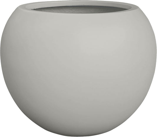 Globo Large Fiberstone Plant Pot, Large Planters for Indoor Plants, Outdoor Planters for Porch (Light French Gray, 12" D x 9.7" H)-VerdiqueGarden