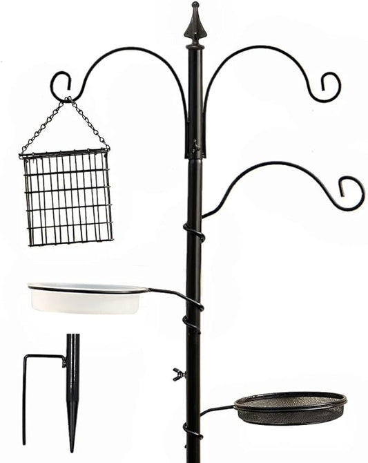 yosager Premium Bird Feeding Station Kit, 75" x 21" Bird Feeder Pole, A Multi Feeder Hanging Kit with Metal Suet and Bath for Attracting Wild Birds, Birdfeeder and Planter Hanger-VerdiqueGarden