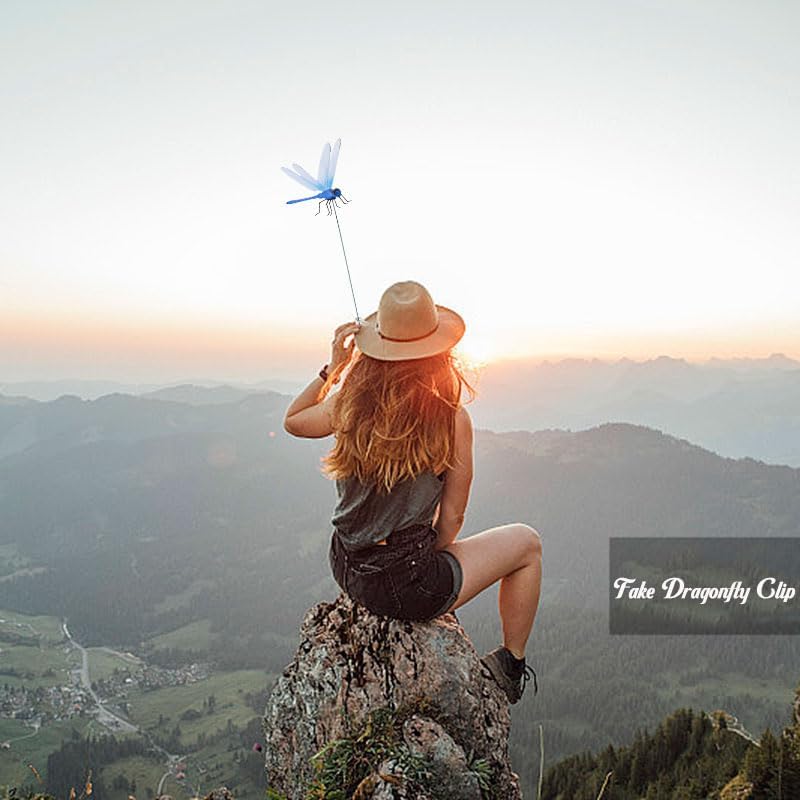 Spiritlele 16 PCS Fake Dragonfly Clip Colorful Hat Clip 3D Dragonfly Garden Decor for Patio Outdoor Indoor-VerdiqueGarden