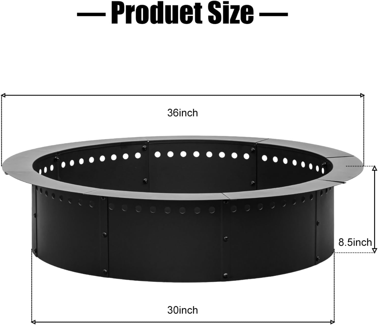 36 inch Fire Ring, Large Round Firepit Insert,Fire Pit Ring for Camping, Wood Burning Fire Pit for Yard,Garden,Outdoor Fireplace, DIY Fire Rings for Outside-VerdiqueGarden