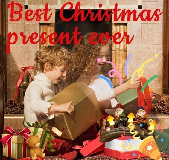 Funny Garden Gnome Statue Solar Powered Mushroom Figurine with Squirrel Gnome Durable Resin Outdoor Decoration for Patio Yard Lawn Ornament Housewarming Gift-VerdiqueGarden