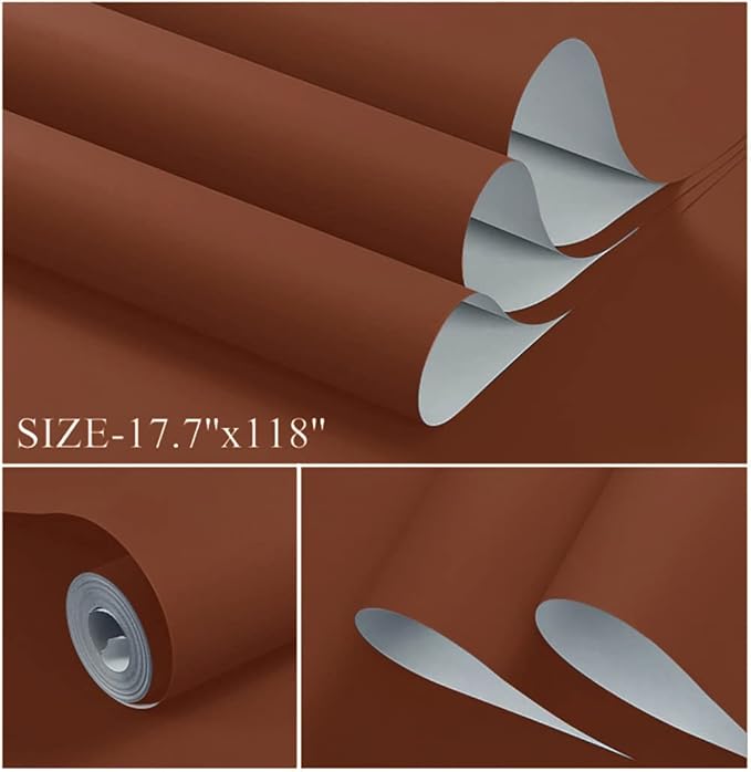 Dimoon 78.7''x17.7'' Orange Peel and Stick Wallpaper Contact Paper Modern Self Adhesive Wall Paper Removable Renter Friendly Textured Solid Color Shelf Cabinet Vinyl Roll (78.7''x17.7'',Vermilion)-VerdiqueGarden