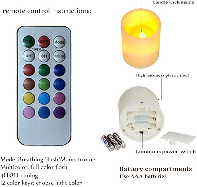 Green Leaves Flameless Candles Battery Operated Candles Set of 4 with 18-Key Remote Control Timer Dancing Flame Pillar Candles for Home Beach Hotel-VerdiqueGarden