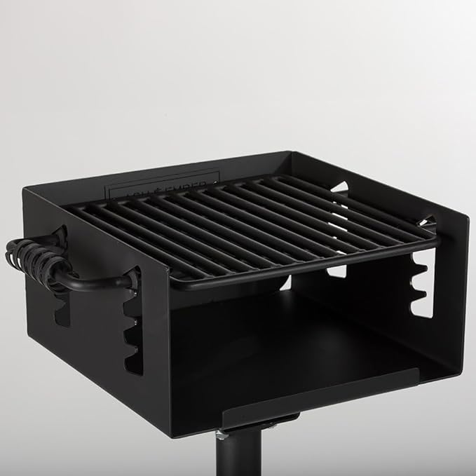 Titan Great Outdoors Park-Style Grill V2, 256 Sq. In Charcoal Grill with Base Anchor, Single Post Outdoor Cooking Backyard BBQ, Camp Grilling Barbecues-VerdiqueGarden