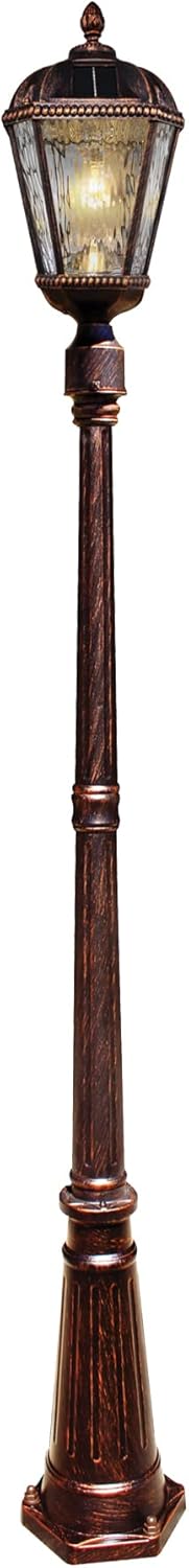 Gama Sonic Outdoor Solar Lamp Post Light, Brushed Bronze Aluminum and Rain Glass Panels, 10-Year Royal Bulb, Warm White LED with Omni-Direction Reflector, 87-inch Height, 98B101 (Upgraded)-VerdiqueGarden