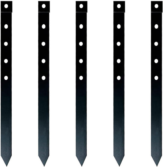 24Pcs Metal Garden Landscape Edging Stakes Black,10in anchoring Stakes Landscape Anchoring Spikes for Terrace Board, Grass Barrier, Landscape Edging Coil, Garden Liner, Bender Board-VerdiqueGarden