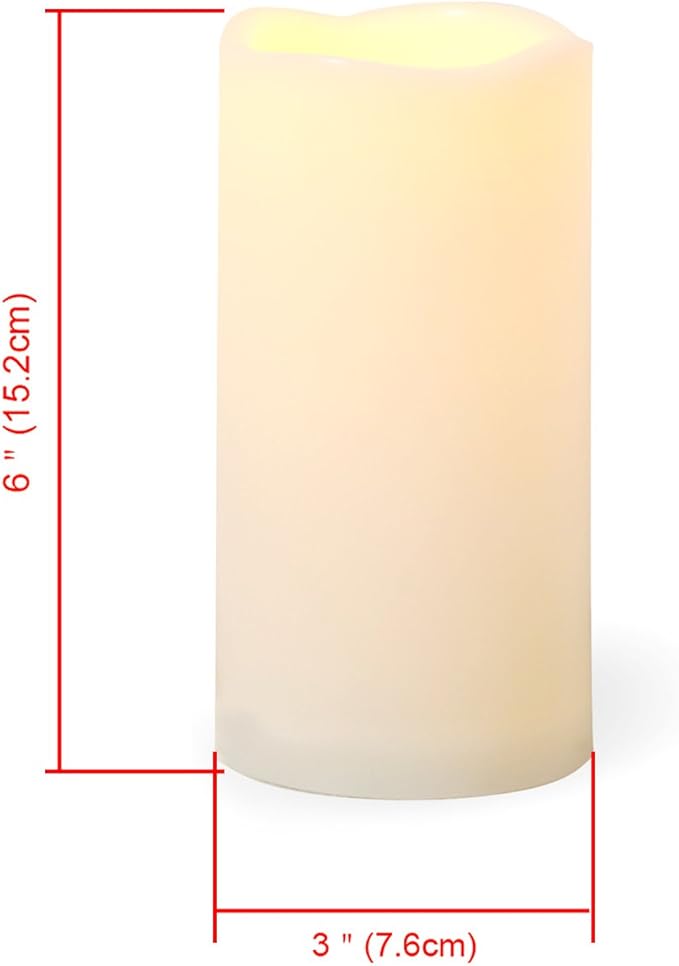 iZAN 3-Pack Outdoor Flameless LED Battery Operated Candles with Remote Waterproof Flickering Electric Pillar Candles for Halloween Chirstmas Home Wedding Party Festival Décor Long Battery Life 3”x6”-VerdiqueGarden