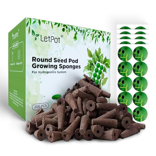 LETPOT 200 Pcs Seed Pod Kits, Replacement Root Growth Sponges Seed Pods, Seed Starter Sponges Kit for Hydroponic Indoor Garden System with 100 Sponges, 100 Stickers-VerdiqueGarden