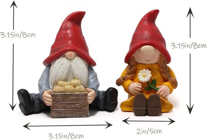 2 PCS Funny Garden Gnome Statues, Creative Resin Dwarf Sculptures, Outdoor Yard Decor, Gnomes Tree Faces for Lawn, Patio, Porch, Miniature Fairy Garden Accessories, Novelty Gift for Indoor/Outdoor Use-VerdiqueGarden