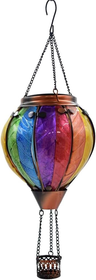 Hot Air Balloon Solar Lantern with Flickering Flame Hanging Solar Lanterns Outdoor Lights Waterproof Lanterns Decorative Garden Patio Yard Party Decor Colorful + Sunflower-VerdiqueGarden