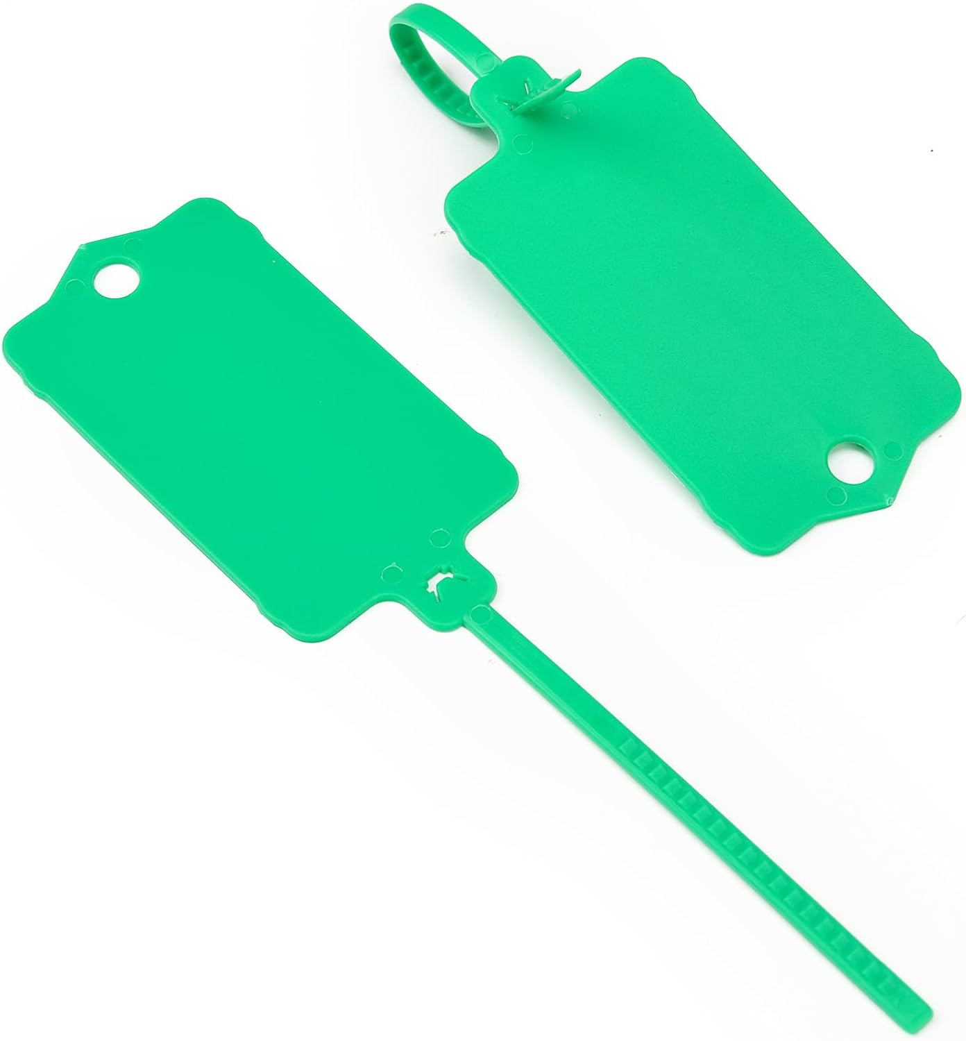 100pcs Blank Plastic Tags for Labeling Reusable Hanging Tags Ties Key Tag Storage Labels Waterproof Plastic Mark Label Writable Hang Sign with One Marker Pen (Green)-VerdiqueGarden