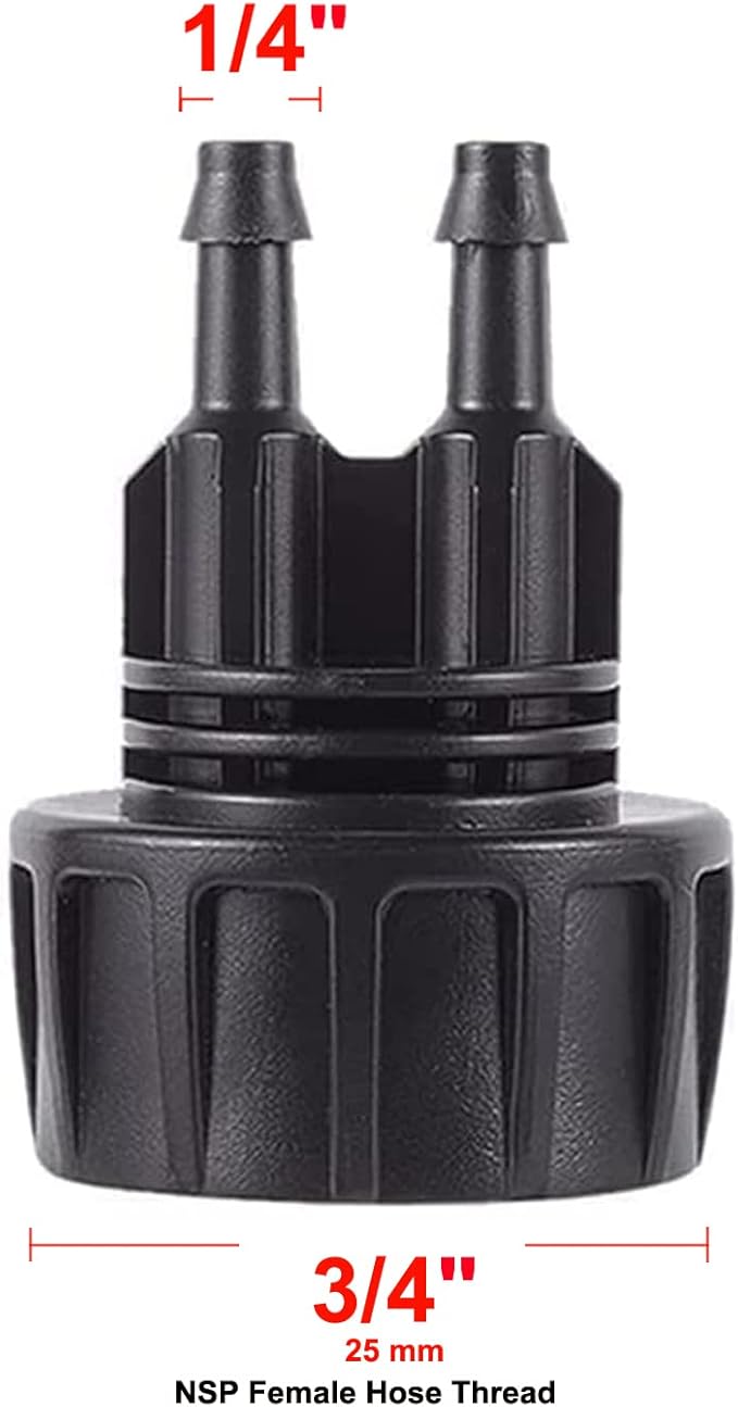 1/4 Inch Drip Irrigation Tubing to Faucet Adapter Connector, 2 Way Y Splitter for 3/4" Inch Garden Hose to 1/4 Inch Drip Irrigation Hose-VerdiqueGarden