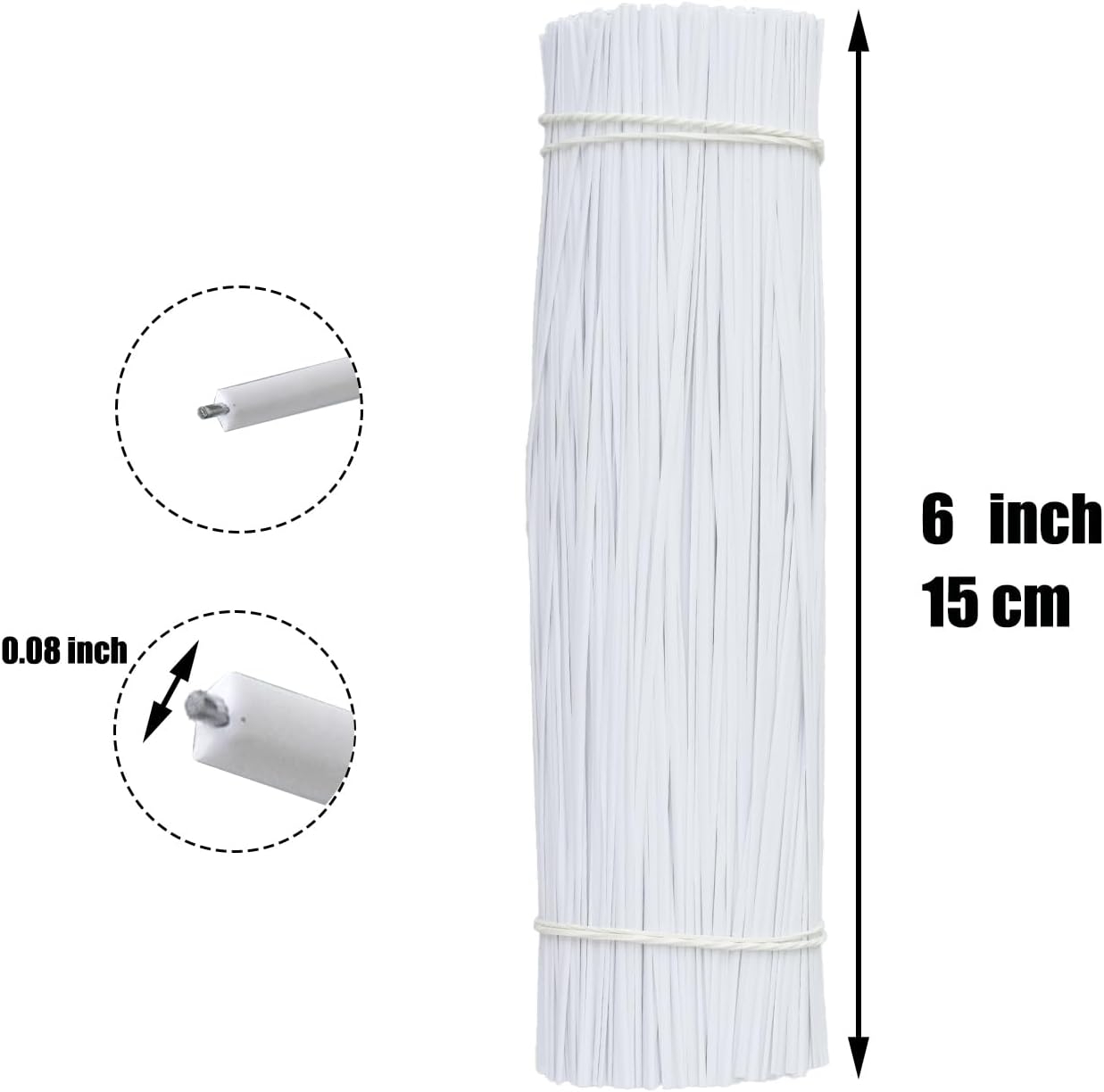 1000 pcs 6 inch White Cable Twist Ties Plastic Twist Ties with Rugged Metal Innercores Reusable Fastening Cable Cord Wire Ties-VerdiqueGarden
