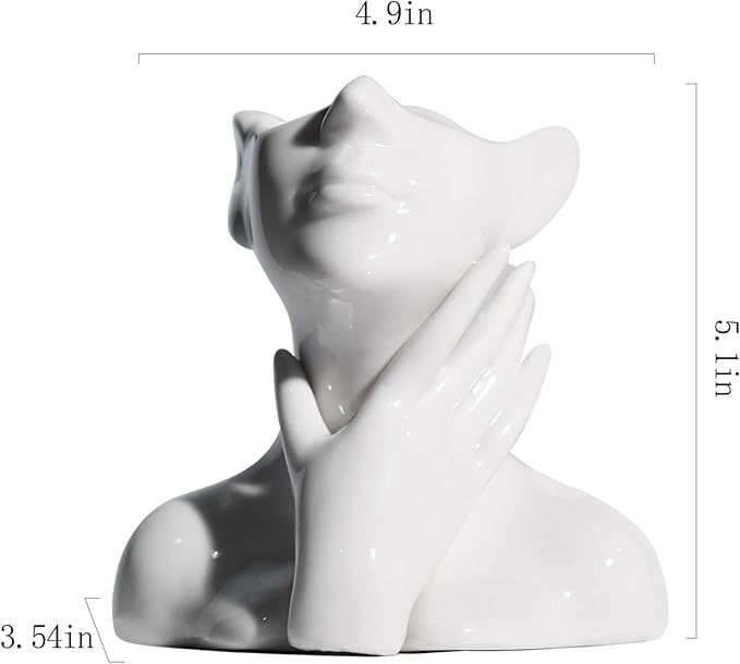 XSMXLNKWL Ceramic Face Vase White Flower Vase for Decor, Female Face Vase Art, Modern Decorative Vase Centerpiece for Table, Shelf, Living Room, Office, Bedroom, Small-VerdiqueGarden